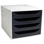 EXACOMPTA Irattároló, műanyag, 4 fiókos, EXACOMPTA "Ecobox Office", szürke-fekete EXACOMPTA Irattároló, műanyag, 4 fiókos, EXACOMPTA "Ecobox Office", szürke-fekete