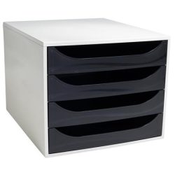 EXACOMPTA Irattároló, műanyag, 4 fiókos, EXACOMPTA "Ecobox Office", szürke-fekete EXACOMPTA Irattároló, műanyag, 4 fiókos, EXACOMPTA "Ecobox Office", szürke-fekete
