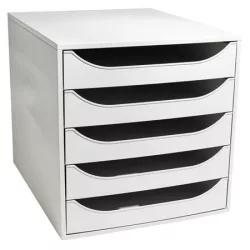 EXACOMPTA Irattároló, műanyag, 5 fiókos, EXACOMPTA "Ecobox Office", szürke