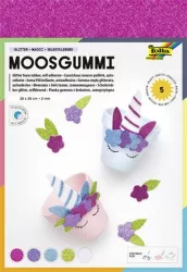 FOLIA Moosgumi, öntapadó, csillámos, 20x29 cm, 5 lap, FOLIA "Magic", 5 különböző szín