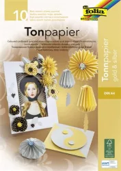 FOLIA Színes papír tömb, A4, 130 g, 10 lap, FOLIA, arany-ezüst