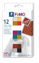   FIMO Gyurma, készlet, 12x25 g, égethető, FIMO "Leather Effect" , 12 különböző szín