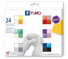 FIMO Gyurma, készlet, 24x25 g, égethető, FIMO "Effect Colours" 24 különböző szín