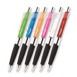 FLEXOFFICE Golyóstoll, 0,35 mm, nyomógombos, vegyes színű, áttetsző test, FLEXOFFICE "Tango", kék