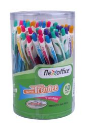 FLEXOFFICE Zseléstoll, 0,35 mm, nyomógombos, vegyes színű test, FLEXOFFICE "Trendee", kék