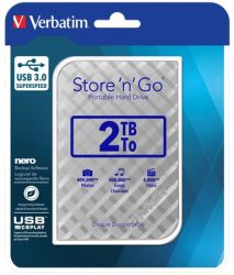 VERBATIM 2,5" HDD (merevlemez), 2TB, USB 3.0, VERBATIM "Store n Go", ezüst VERBATIM 2,5" HDD (merevlemez), 2TB, USB 3.0, VERBATIM "Store n Go", ezüst