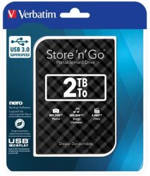 VERBATIM 2,5" HDD (merevlemez), 2TB, USB 3.0, VERBATIM "Store n Go", fekete VERBATIM 2,5" HDD (merevlemez), 2TB, USB 3.0, VERBATIM "Store n Go", fekete