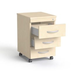 MAYAH Görgős konténer, 3 fiókos, MAYAH "Freedom SV-18", juhar