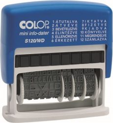COLOP Dátum- és szövegbélyegző, 12 féle szöveggel, COLOP "S120/WD" COLOP Dátum- és szövegbélyegző, 12 féle szöveggel, COLOP "S120/WD"