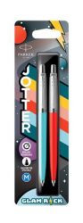 PARKER Golyóstoll szett, 0,7 mm, ezüst színű klip, piros és kék tolltest, PARKER "Jotter Glam Rock", kék PARKER Golyóstoll szett, 0,7 mm, ezüst színű klip, piros és kék tolltest, PARKER "Jotter Glam Rock", kék