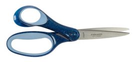 FISKARS Olló, iskolai, 18 cm, balkezes, FISKARS, csillámos kék