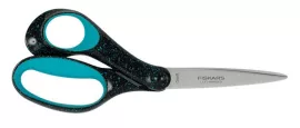 FISKARS Olló, ifjúsági, 20 cm, balkezes, FISKARS, foltos pávakék