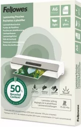 FELLOWES Meleglamináló fólia, 80 mikron, A6, fényes, 100 db, FELLOWES "Light"