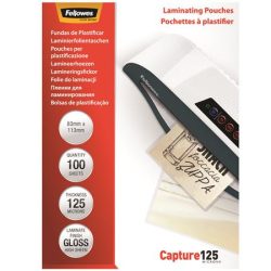 FELLOWES Meleglamináló fólia, 125 mikron, 83x113 mm, fényes, 100 db, FELLOWES FELLOWES Meleglamináló fólia, 125 mikron, 83x113 mm, fényes, 100 db, FELLOWES