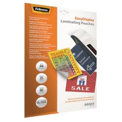 FELLOWES Meleglamináló fólia, 80 mikron, A4, fényes, öntapadó, 25 db, FELLOWES "Admire Easy Display" FELLOWES Meleglamináló fólia, 80 mikron, A4, fényes, öntapadó, 25 db, FELLOWES "Admire Easy Display"