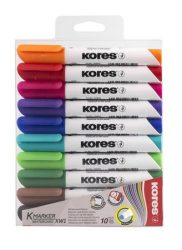 KORES Tábla- és flipchart marker készlet, 3 mm, kúpos, KORES "K-Marker XW1", 10 különböző szín KORES Tábla- és flipchart marker készlet, 3 mm, kúpos, KORES "K-Marker XW1", 10 különböző szín