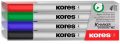   KORES Tábla- és flipchart marker készlet, 1-3 mm kúpos, KORES "K-Marker W1", 4 különböző szín