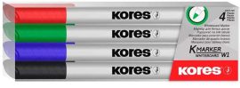 KORES Tábla- és flipchart marker készlet, 1-3 mm kúpos, KORES "K-Marker W1", 4 különböző szín KORES Tábla- és flipchart marker készlet, 1-3 mm kúpos, KORES "K-Marker W1", 4 különböző szín