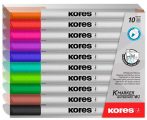   KORES Tábla- és flipchart marker készlet, 1-3 mm kúpos, KORES "K-Marker", 10 különböző szín