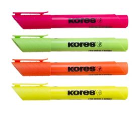 KORES Szövegkiemelő készlet, 0,5-5 mm, KORES "High Liner Plus", 4 különböző szín