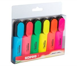 KORES Szövegkiemelő készlet, 0,5-5 mm, KORES, 6 különböző szín KORES Szövegkiemelő készlet, 0,5-5 mm, KORES, 6 különböző szín