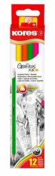 KORES Grafitceruza radírral, HB, háromszögletű, KORES "Neon" KORES Grafitceruza radírral, HB, háromszögletű, KORES "Neon"