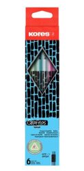 KORES Grafitceruza radírral, HB, háromszögletű, KORES "Style Cracked", vegyes metál színek