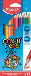 MAPED Színes ceruza készlet, háromszögletű, MAPED "Color'Peps Star", 12 különböző szín