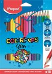   MAPED Színes ceruza készlet, háromszögletű, MAPED "Color'Peps Star", 18 különböző szín
