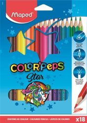 MAPED Színes ceruza készlet, háromszögletű, MAPED "Color'Peps Star", 18 különböző szín MAPED Színes ceruza készlet, háromszögletű, MAPED "Color'Peps Star", 18 különböző szín