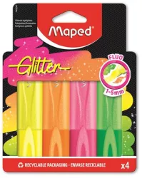 MAPED Szövegkiemelő készlet, 1-5 mm, MAPED "Glitter Fluo Peps", vegyes fluoreszkáló színek