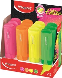 MAPED Szövegkiemelő display, 1-5 mm, MAPED "Glitter Fluo Peps", vegyes fluoreszkáló színek