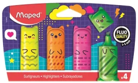 MAPED Szövegkiemelő készlet, 1-5 mm, MAPED „Fluo Peps Mini Kawaii”, 4 különböző szín
