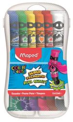 MAPED Tempera készlet, 12 darabos, műanyag dobozban, MAPED