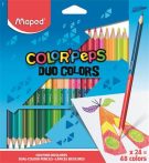   MAPED Színes ceruza készlet, háromszögletű, kétvégű, MAPED "Color'Peps Duo", 48 különböző szín