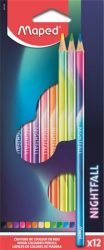 MAPED Színes ceruza készlet, háromszögletű, MAPED "Nightfall", 12 különböző szín