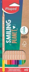 MAPED Színes ceruza készlet, háromszögletű, FSC, MAPED "Smiling Planet", 12 különböző szín MAPED Színes ceruza készlet, háromszögletű, FSC, MAPED "Smiling Planet", 12 különböző szín