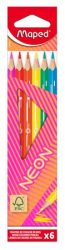 MAPED Színes ceruza készlet, háromszögletű, MAPED "Neon", 6 különböző szín MAPED Színes ceruza készlet, háromszögletű, MAPED "Neon", 6 különböző szín