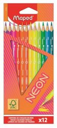 MAPED Színes ceruza készlet, háromszögletű, MAPED "Neon", 12 különböző szín