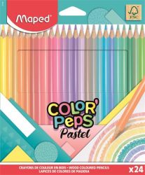MAPED Színes ceruza készlet, háromszögletű, MAPED "Color'Peps Pastel", 24 különböző pasztell szín