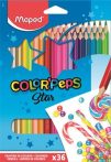   MAPED Színes ceruza készlet, háromszögletű, MAPED "Color'Peps Star", 36 különböző szín