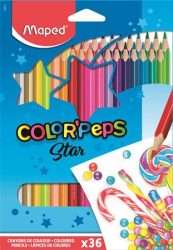MAPED Színes ceruza készlet, háromszögletű, MAPED "Color'Peps Star", 36 különböző szín