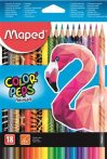   MAPED Színes ceruza készlet, háromszögletű, MAPED "Color'Peps Animal", 18 különböző szín
