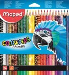   MAPED Színes ceruza készlet, háromszögletű, MAPED "Color'Peps Animal", 24 különböző szín