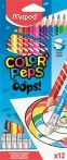   MAPED Színes ceruza készlet, háromszögletű, radírozható, MAPED "Color'Peps Oops", 12 különböző szín