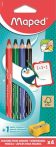 MAPED Táblaceruza készlet, fehértáblához, MAPED, 4 féle szín, hegyezővel MAPED Táblaceruza készlet, fehértáblához, MAPED, 4 féle szín, hegyezővel