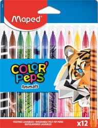 MAPED Filctoll készlet, 2,8 mm, kimosható, MAPED "Color'Peps Animals", 12 különböző szín MAPED Filctoll készlet, 2,8 mm, kimosható, MAPED "Color'Peps Animals", 12 különböző szín