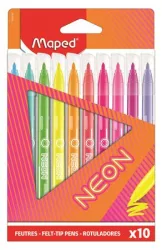 MAPED Filctoll készlet, 2,8 mm, kimosható, MAPED "Neon", 10 különböző szín