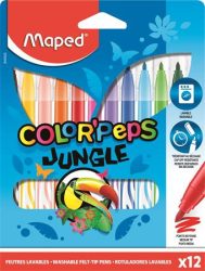 MAPED Filctoll készlet, 2,8 mm, kimosható, MAPED "Color'Peps Jungle", 12 különböző szín MAPED Filctoll készlet, 2,8 mm, kimosható, MAPED "Color'Peps Jungle", 12 különböző szín