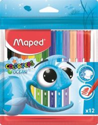 MAPED Filctoll készlet, 2 mm, kimosható, MAPED "Color'Peps Ocean", 12 különböző szín MAPED Filctoll készlet, 2 mm, kimosható, MAPED "Color'Peps Ocean", 12 különböző szín